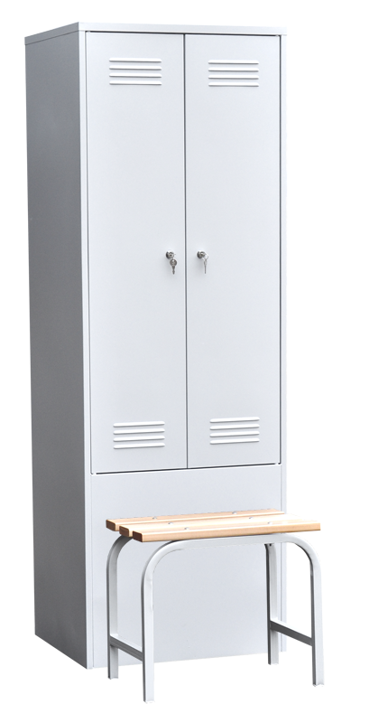 Шкаф для одежды 2-х створчатый с приставной скамьей (верх липа)500х600х1860 слайд 1
