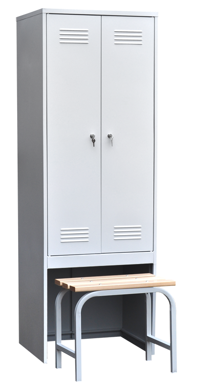 Шкаф для одежды 2-х створчатый с задвижной скамьей (верх липа) 500х600х1860 слайд 1
